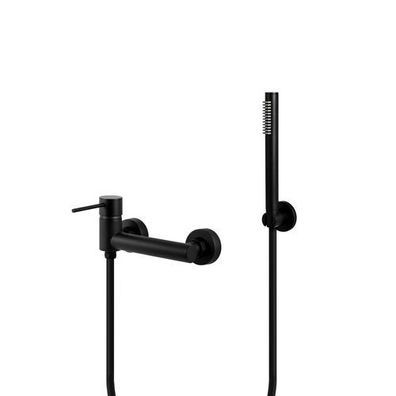 Komplette Set Brausearmatur Wasserhahn LUGO Brausebatterie für Badezimmer in Schwarz