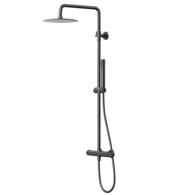 Duschsäule LUGO Duschsystem, Brausegarnitur in Schwarz, Thermostatisch, Regendusche