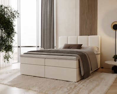 FurMeb24 Boxspringbett mit Matratze, Bettkasten und Topper OLIA