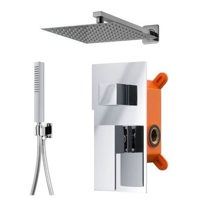 Komplettes Duschsystem ANGO Unterputz Armatur Wasserhahn mit Kopfbrause in Chrom