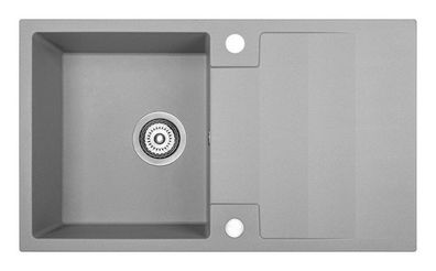 Granitspüle Einzelbecken RAB 44x76 Grau mit langer Abtropffläche | Siphon im SET!