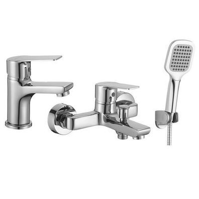Komplette Set Badewannenarmatur Waschtischarmatur BORGO mit Handbrause in Chrom