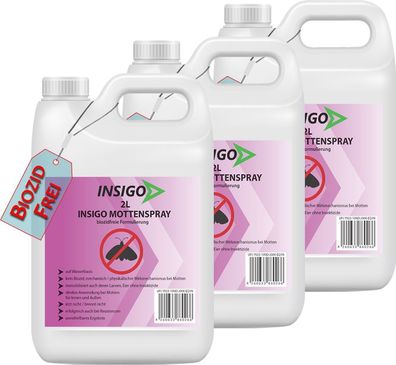 INSIGO 3x2L Anti Mottenspray Mottenmittel Kleidermotten Mottenschutz Abwehr
