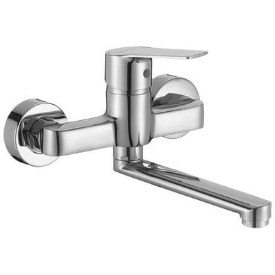 Waschtischarmatur Wasserhahn Wand BORGO Mischbatterie für Badezimmer in Chrom