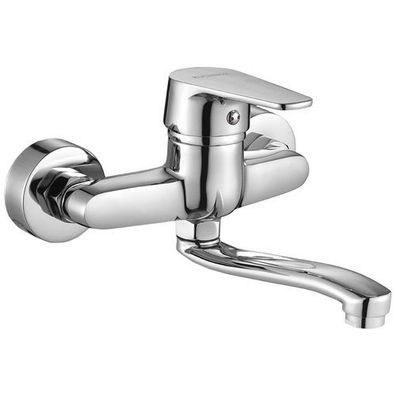 Waschtischarmatur Wasserhahn Wand LUGA Mischbatterie für Badezimmer in Chrom
