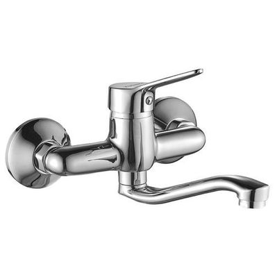 Waschtischarmatur Wasserhahn Wand TIBI Mischbatterie für Badezimmer in Chrom