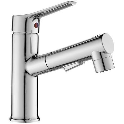 Waschtischarmatur Wasserhahn Kleine FONTE Mischbatterie in Chrom + Click-Clack