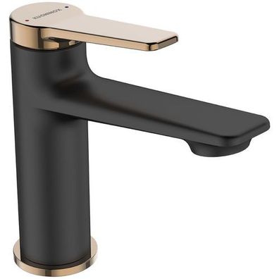Waschtischarmatur Wasserhahn ALANIS Mischbatterie Schwarz-Roségold + Click-Clack