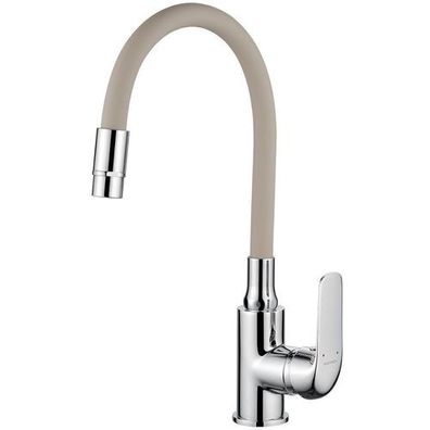 Küchenarmatur ELZA Küchenmischer mit flexiblen 2-Funktionen Auslauf Chrom-Beige