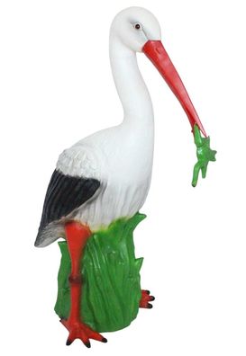 Gartenfigur Storch - Deko Tierfigur aus Kunststoff Dekofigur Teichfigur H 58 cm