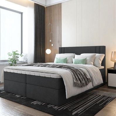 Boxspringbett mit Bettkästen RALI Bett H3 Stauraum Schubladen Topper Kopfteil