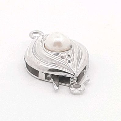 Schmuckschließe 9911 Schmuckverschluss Collier Oval Silber mit Perle