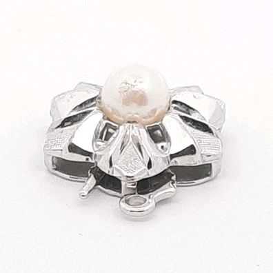 Schmuckschließe 9906 Schmuckverschluss Collier Blume Silber mit Perle