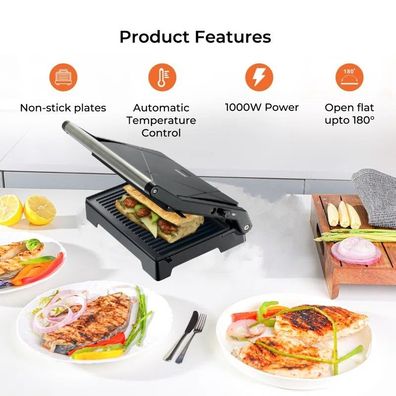Panini Maker - 1000W - Kompakt und leicht - Antihaftbeschichtung - Toaster