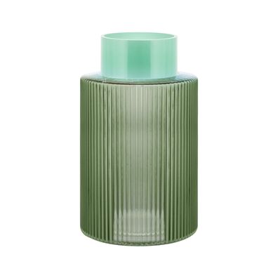 Glasvase "Groove L green" Blumenvase Ø 14,5 cm - Remember