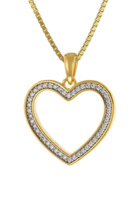 trendor Schmuck Damen-Kette mit Anhänger Gold auf Silber Herz mit Zirkonia 18 mm 412