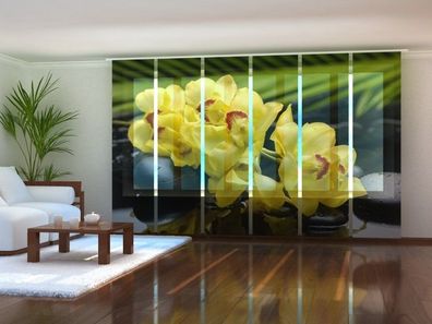 Foto Schiebegardine "Sonnen-Orchidee" 6 Paneele 245x60 cm Gabardine Gardine