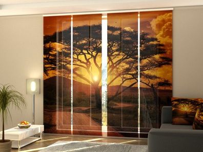Foto Schiebegardine "afrikanischer Sonnenuntergang" 4 Paneele 295x60 cm Gabardine