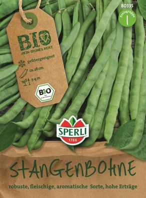 Sperli Bio Stangenbohnen grün, lange, schlanke Hülsen