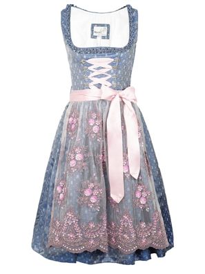 MarJo Dirndl Abia 65er Länge taubenblau - Größe: 34