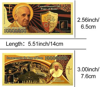 1 Million Fake Dollar/ Souvenier Schein Papst Francis/ Pope Francis(PF290525)