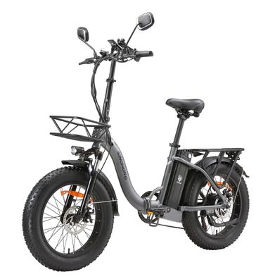 Faltbares 20" Fat Tire City E-Bike mit Rückspiegel Gepäckträger Frontkorb Handyhalter