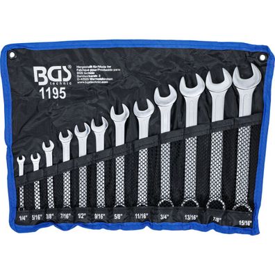 BGS Maul Gabel Ringschlüssel Maulringschlüssel Satz in ZOLL, SW 1/4"- 5/16", 12 tlg