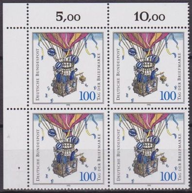 BRD 1992 postfrisch 4er Block Eckranf oben links MiNr. 1638 Tag der Briefmarke