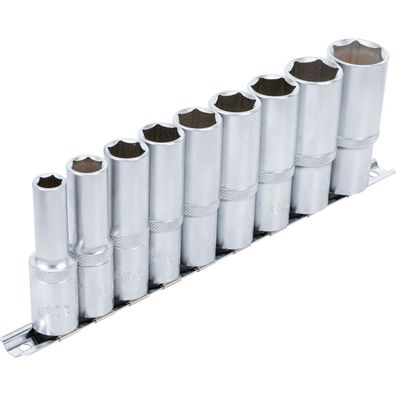 Steckschlüssel-Einsatz-Satz Sechskant Nüsse, SW 10-24mm, ntrieb (1/2") 9-tlg