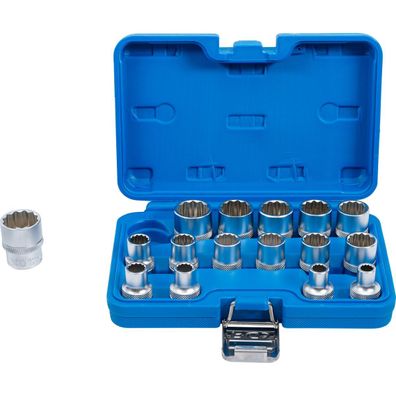 Steckschlüssel-Einsatz-Satz Zwölfkant Nüsse Vielzahn SW 8-24 mm, Antrieb 1/2", 16-tlg