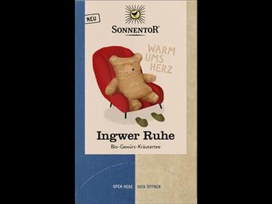 Sonnentor 3x Ingwer Ruhe Tee, Doppelkammerbeutel 32,4g