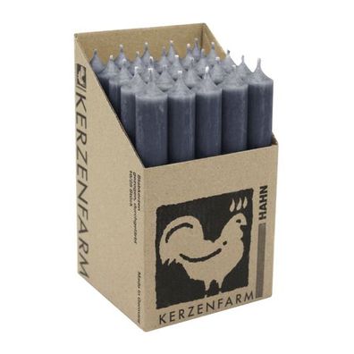 Stabkerzen aus Paraffin, 180/22 mm, Anthrazit, Kerzenfarm HAHN, Brenndauer ca. 8h, 25