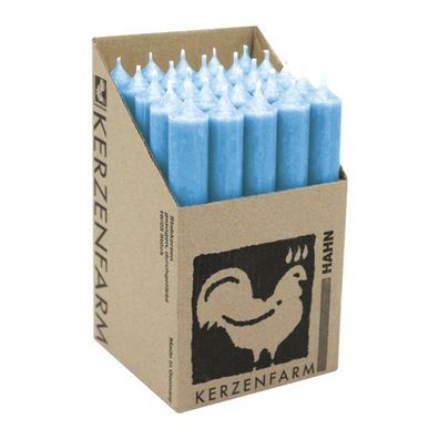 Stabkerzen aus Paraffin, 180/22 mm, Hellblau, Kerzenfarm HAHN, Brenndauer ca. 8h, 25