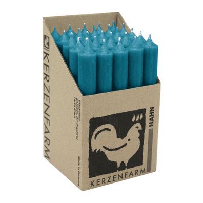 Stabkerzen aus Paraffin, 180/22 mm, Ozeanblau, Kerzenfarm HAHN, Brenndauer ca. 8h, 25