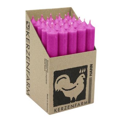 Stabkerzen aus Paraffin, 180/22 mm, Fuchsia, Kerzenfarm HAHN, Brenndauer ca. 8h, 25 S