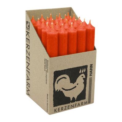 Stabkerzen aus Paraffin, 180/22 mm, Neon-Orange, Kerzenfarm HAHN, Brenndauer ca. 8h,