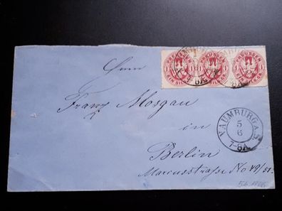 Beleg Preussen von Naumburg nach Berlin 1866