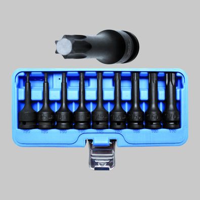 BGS Kraft-Bit-Einsatz-Satz, T-Profil (für Torx) T20 - T70, Antrieb (1/2"), 9-tlg