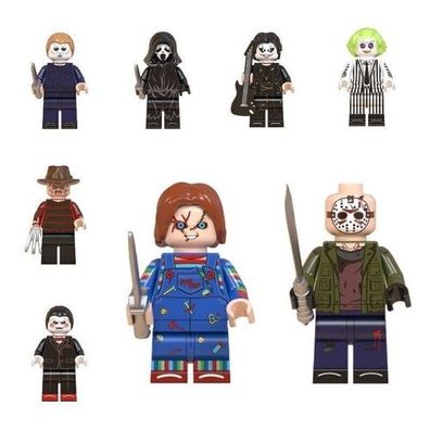 8PCS Halloween Film Schurken Modell Spielzeug Action Figur Bausteine Dekoration