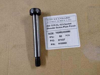 Passschraube ähnlich ISO 7379 Ansatzschraub, 10 x 60mm-M 8 Stahl 12.9 blank (schwarz)