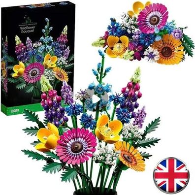 10313 Icons Wildblumenstraub Set, Kunstliche Blumen mit Mohn und Lavendel