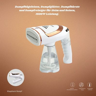 Handdampfbügelgerät 1600W - Faltbar, kompakt, ideal für Haushalt und Reisen