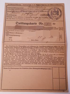 Quittungskarte A für Pflichtversicherung und Weiterversicherung 1