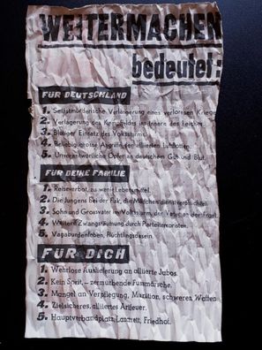 Propagandaflugblatt Weitermachen bedeutet: