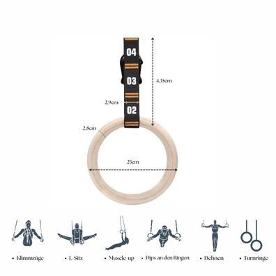 Holz-Fitnessringe - Gymnastik-Ringe, langlebig, sicher & für Zuhause