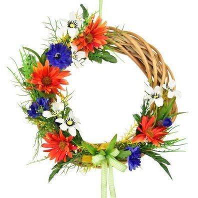 Sommerlicher Weidenkranz mit orangefarbenen Gänseblümchen Ø25 cm