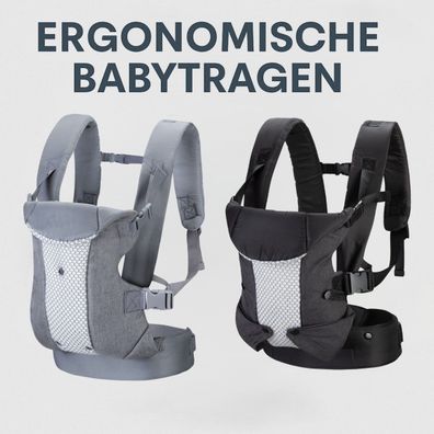 4-in-1 Babytrage, leichtgrau - Vielseitige, verstellbare Tragehilfe für Neugebor