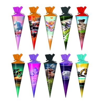 10x Schultüte / Zuckertüte / 25cm / rund