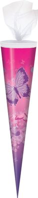 Schultüte / Zuckertüte / 70cm / rund / "Schmetterlinge"
