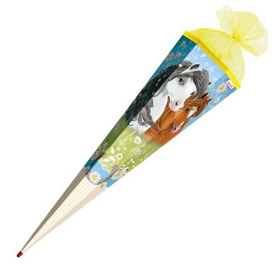 Schultüte / Zuckertüte / 85cm / eckig / "Blumenpferde"